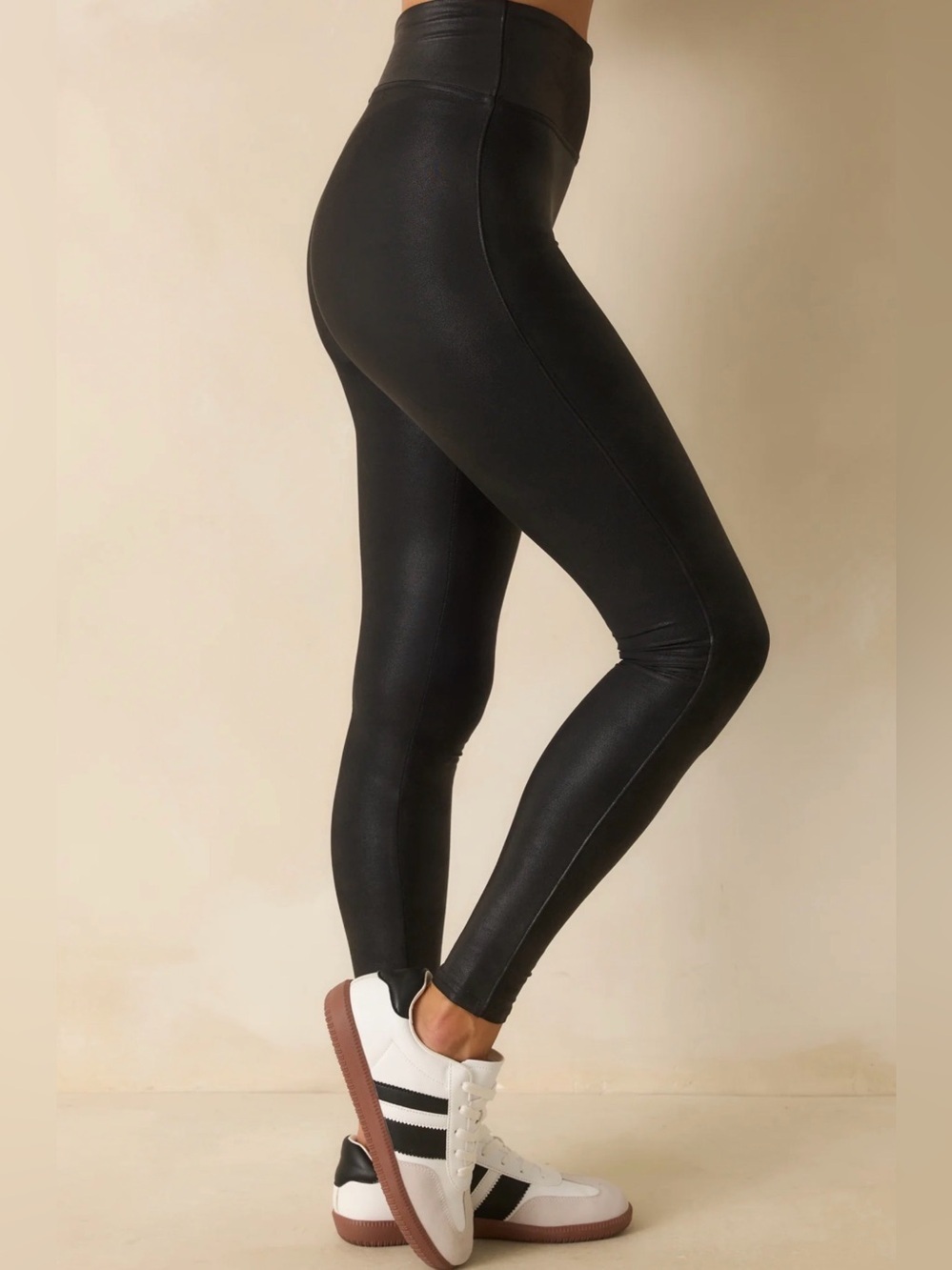 Spanx Faux Leather Leggings Size 1X Black High Rise Shaping Pants